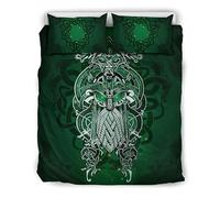 Viking Wolf Duvet Cover Sets Bedding Set Single Size - 135x200cm Celtic Knot Rune Super Soft Anti Allergic Duvet Set, Easy Care and Breathable Microfiber Covers With 2 Pillowcase