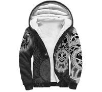 Viking Wolf Men's Winter Hooded Outerwear, 3D Printing Nordic Clothing Padded Warm Celtic Knot Hoodies, Medieval Jacket(Compass_XL)