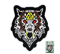 Viking Wolf Tactical PVC Patch Viking Wolf Badge Sew On Patches Hook-Back Adhesion(Brown)