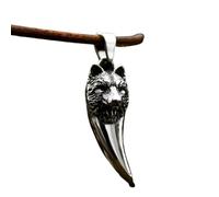 Viking Wolf Tooth Head Necklace Men's Pendant Vintage Wolf Domineering