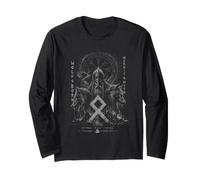 Viking Wolves Runes Wolfsborn Vegvisir Nordic Mythology Long Sleeve T-Shirt
