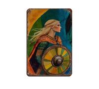 Viking Woman Art Retro Poster Metal Tin Sign Chic Art Retro Iron Painting Bar People Cave Cafe Family Garage Poster Wall Decoration 8x12inch(20x30cm)