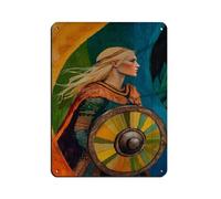 Viking Woman Art Retro Poster Metal Tin Sign Chic Art Retro Iron Painting Bar People Cave Cafe Family Garage Poster Wall Decoration 12x16inch(30x40cm)