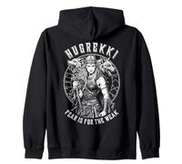 Viking Woman Shield Maiden Courage Hugrekki Old Norse Wolf Zip Hoodie