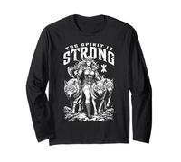 Viking Woman Shield Maiden Strong Norse Spirit Wolf Pack Long Sleeve T-Shirt