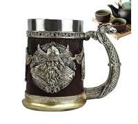 vikingg Beer Mug - 600ml Stainless Steel Beer Tankard Cup, Antique Style for Men | nordicc Coffee Cool Cup, Whiskey Barrel Mug, Medieval Warrior Stein for Norse Decor or Party Display Table