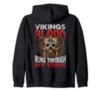 Vikings Blood Runs Through My Veins Viking Men Boys Zip Hoodie