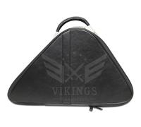 Vikings Handicraft Premium Masonic Knights Templar Chapeau Case - Black Faux Leather Cap Carry Case with Red Velvet Lining, Leather Handle & Zipper Closure - Freemason Regalia Storage Box
