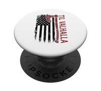 Vikings Lovers Norse Viking Axe American Flag Til Valhalla PopSockets Adhesive PopGrip