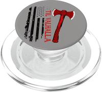 Vikings Lovers Norse Viking Axe American Flag Til Valhalla PopSockets PopGrip for MagSafe