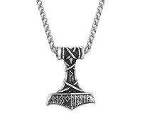 Vikings Norse Runes Anchor Necklaces Men Genuine Leather Mjolnir Stainless Steel s Hammer Pendant Scandinavian Male Jewelry