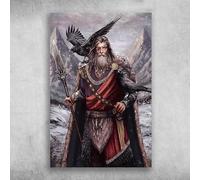Vikings, Odin, and The Duality of A Raven God Retro Wall Decor Man Cave Home Pub Metal Tin Sign in 8x12 Inches.