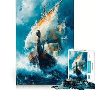 Vikings Sailing Adults 1000 Pieces Puzzle Mind Training Fun Burr Free Clean Cut Pieces Heartwarming Gathering Activity (38x52cm)