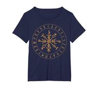 Vikings Shirt, Vegvisir Symbol, Norse Odin T-Shirt, Women's Plus, Navy Blue, 3X