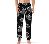 Vikings-Skull Nordic Warrior Men's Pajama Bottoms Soft Lounge Pants Elastic Waist Sleepwear with Pocket 5XL