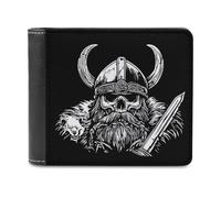 Vikings-Skull Nordic Warrior Printed Bifold Wallet with Hidden Compartments Pocket Money and Credit Card Holder for Men Women