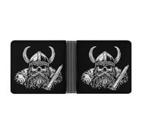Vikings-Skull Nordic Warrior Printed Bifold Wallet with Hidden Compartments Pocket Money and Credit Card Holder for Men Women