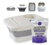 VIKINGTREAT Foldable Foot Spa Kit with Epsom Salt - Lavender, 1kg | Portable non-electric foot soak basin with scented Epsom salt for relaxing home spa soaking after long days on your feet