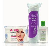 VIKINGTREAT Micellar Cleansing Water 100ml Travel Set with Cotton Pads | Travel-size makeup remover set with micellar cleansing water, cotton pads and facial wipes for gentle cleansing on the go