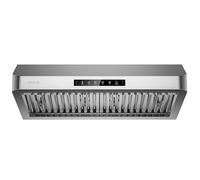 VIKIO HOME Range Hood 30 Inch Under Cabinet, Kitchen Hood with 980 CFM, 3-Speed Gesture Sensing & Touch Control Panel, Stainless Steel Vent 2 Pcs Baffle Filters with Handlebar