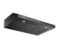 VIKIO HOME Under Cabinet Range Hood 30 Inch, 580 CFM Dual-Motor Kitchen Vent with LED Lights, Button Control, Ducted Stainless Steel Vent Hood, Reusable 5-Layer Aluminum Filters, Black