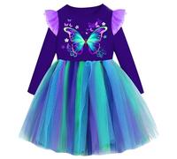 VIKITA Girls Dresses Cute Printed Rainbow Tulle Birthday Party Outfit LH2332Purple 2-3Years
