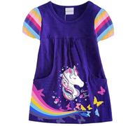 VIKITA Little Girls Cartoon Stripe Short Sleeve T-Shirt Dresses Sh5807 8T