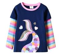 VIKITA Little Girls T-Shirt Long Sleeve Top Colorful Flower Cotton Shirt L3110 12T