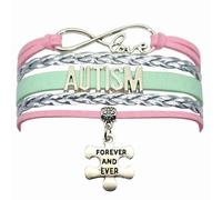 Vikitoriously Autism Awareness Bracelets - Puzzle Pieces Bracelets Gifts for Women, Men，Autism Awareness Birthday Decoration Party Favor Gift, adjust 6.5-8.5 inches, Leather, antique silver charm