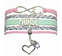 Vikitoriously Nurse Bracelet - Infinity Love Nurse Appreciation Bracelet Gifts for Nurses Week, Women, Men, Nursing School, Graduation, Medical Assistant, adjust 6.5-8.5 inches, Leather, antique