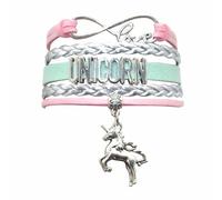 Vikitoriously Unicorn Bracelet Infinity Love Cute Unicorn Charm Bracelet Jewelry Gifts For Women, Adult Unicorn Lover, Unicorn Themed Jewelry Bulk, adjust 6.5-8.5 inches, Leather, antique silver charm