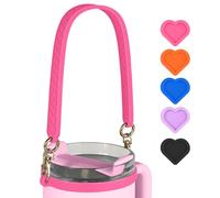 VIKIZUES Water Bottle Handle for Stanley, Soft Silicone Water Bottle Holder, Sling, Carrier with Strap, Fits Most 8-40oz Water Bottles, Compatible with Stanley Cup Accessories (Rose), Hot Pink