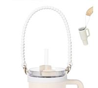 VIKIZUES Water Bottle Handle - Soft Silicone Water Bottle Holder, Sling, Lanyard, Carrier with Strap - Fits Most 8-40oz Water Bottles - Compatible Stanley Cup Accessories (White)