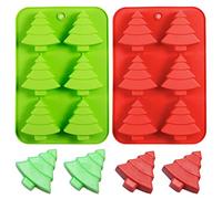 VIKKI 2 Pack Christmas Silicone Moulds,Large 6 Cavities Tree Candy Chocolate Moulds Xmas Muffin Trays Pan Baking Mold for Handmade Cookies Home Party Cake Decoration, (VK-SD-002)