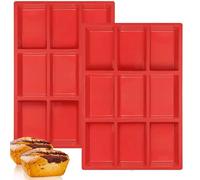 VIKKI 2PCS Silicone Mini Loaf Pan, Mini Loaf Mould, Non-Stick 9 Cavity Mini Bread Pan,Silicone Bread Baking Molds for Mini Cake, Bread, Meatloaf, Cornbread, Brownie, Muffin, Rectangle Soap Bar