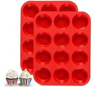 VIKKI 2PCS Silicone Muffin Trays, 12 Cups Silicone Cupcake Cases Non Stick Cupcake Tin, Reusable Baking Mould for Making Muffin Cakes Cupcakes Bakeware Baking Yorkshire Pudding
