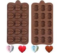 VIKKI 3D Heart Shape Silicone Chocolate Moulds, 2 Pcs 15 Holes Diamond Wax Melt Moulds Reusable Tray Molds DIY Bakeware Molds for Make Chocolate Candy Jelly Ice Cube Cake Pastry