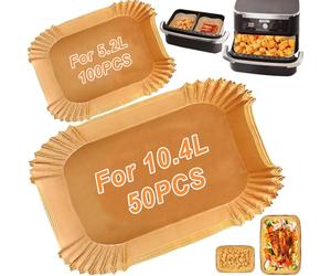 VIKKI Air Fryer Liners for AF500UK AF500UKCP 10.4L Ninja Foodi Flex Drawer, 150pcs Disposable Parchment Paper Liners for Duronic AF34 10L/Instant XXL 8.5L/Ometa 9L Flex Dual Air fryers