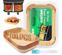 VIKKI Air Fryer Paper Liners for Ninja Dual, 100PCS Disposable Air Fryer Parchment Paper Liners, Air Fryer AF300UK AF400UK Accessories,Compatible with Ninja, Salter and Other Dual Zone Air Fryer