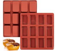 VIKKI Mini Loaf Pan, 2PCS 12-Cavities Mini Bread Pan, Silicone Non-Stick Mini Brownie Baking Tin, Bread Baking Mold Mini Loaf Baking Tray for Mini Loaf Cake, Bread, Meatloaf, Brownie, Cornbread