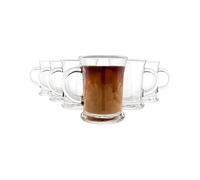 Vikko 13 Ounce Clear Glass Coffee Mugs | Aroma Collection - Thick and Durable - Wide, Heavy Base - Dishwasher Safe - Set of Six Large Glass Coffee Cups