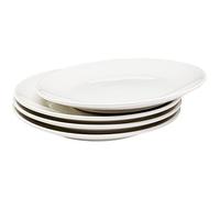 Vikko Salad Plate, Set of 4 White Plates, Fine Porcelain, Stackable 8 Inch Salad Plates, Dishwasher Safe
