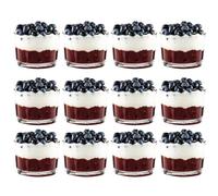 Vikko Small Glass Bowls, 7 Ounce Glass Dessert Cups, Set of 12 Dessert Bowls, Parfait Glasses, Stackable Bodega Glasses, Tasting Glasses, Custard Cups, Short Glasses - 3.2" x 2.2”