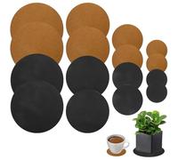 VIKKSAER 4/6/8/10 Inch Waterproof Cork Mats, 16Pcs Cork Plant Coasters, for Plants, Round Plate Pad Cork Mat for House Plants (Black/Brown)