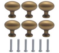 VIKKSAER 6 Pack Oval Antique Brass Cabinet Knobs, for Retro Drawer Handles Modern Dresser Knobs, Zinc Alloy 1.2Inch(36MM) Diameter
