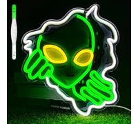 VIKLIU Green Alien Neon Sign USB Powered Alien LED Neon Light Signs for Man Cave Bedroom Game Room Bar Pub Party Home Decor Fantasy Gifts for Alien Fans, Teenage Boys, Kids