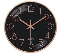 VIKMARI 10 Inch Black Gold Modern Silent Wall Clock for Kitchen Bathroom