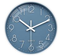VIKMARI 10 Inch Blue Modern Silent Wall Clock for Bathroom Office