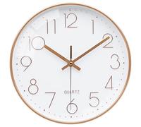 VIKMARI 10 Inch Silent Wall Clock Rose Gold Modern Kitchen Living Room