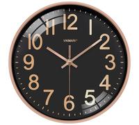 VIKMARI 12 Inch Black & Gold Wall Clock, Silent Modern for Living Room